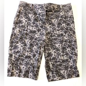 New York & Co. Brown Floral Shorts Cotton Stretch Bermuda Size 8